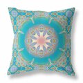 Palacedesigns 16 in. Jewel Indoor & Outdoor Zippered Throw Pillow Blue Gold & Green PA3097828
